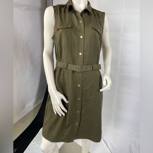 Bananas Republic Army Green Belted Dress - Picture 2 of 6
